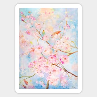 Cherry Blossoms under a Blue Sky Sticker